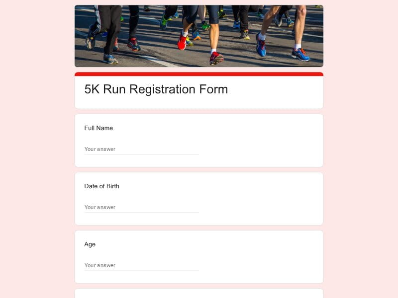 5K Run Registration Form