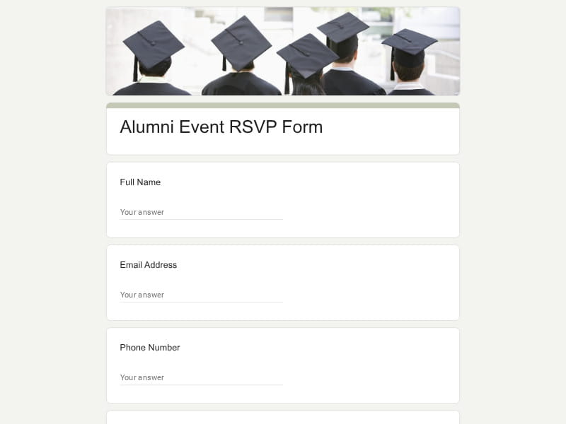 Alumni Event RSVP Form
