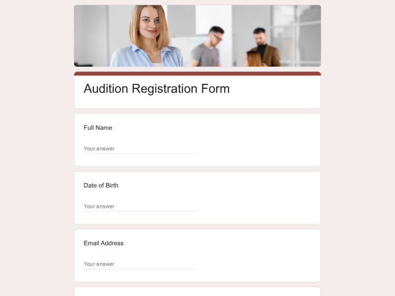 Audition Sign in Form