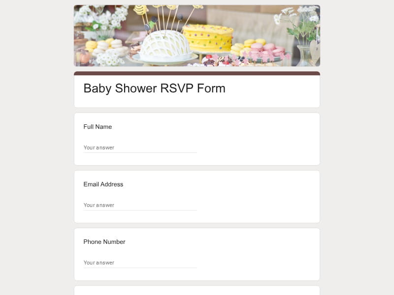Baby Shower RSVP Form