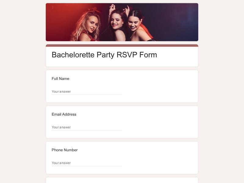 Bachelorette Party RSVP Form