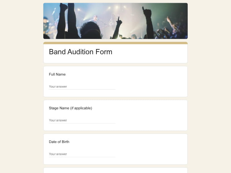 Band Audition Form
