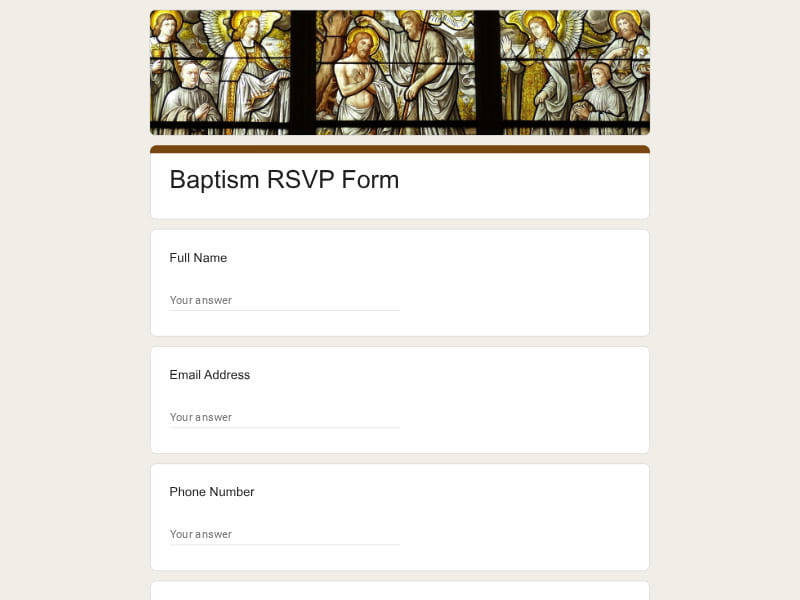 Baptism RSVP Form