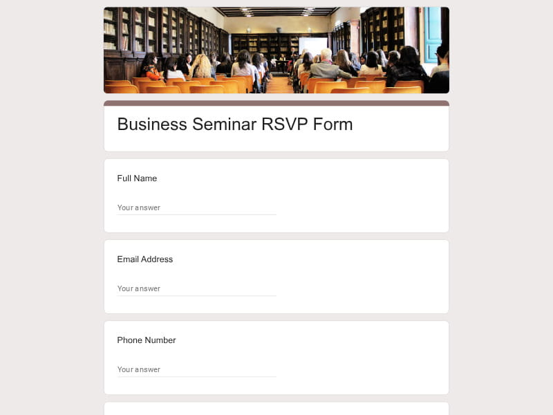 Business Seminar RSVP Form