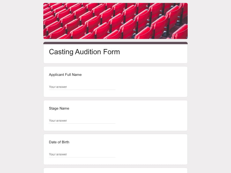 Casting Audition Form