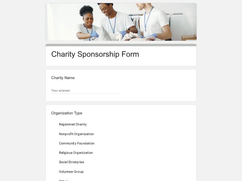 Charity Sponsorship Form