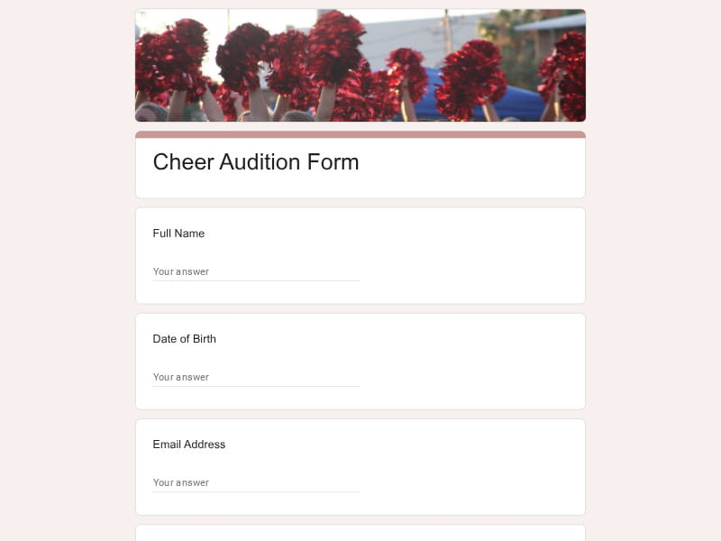 Cheer Audition Form