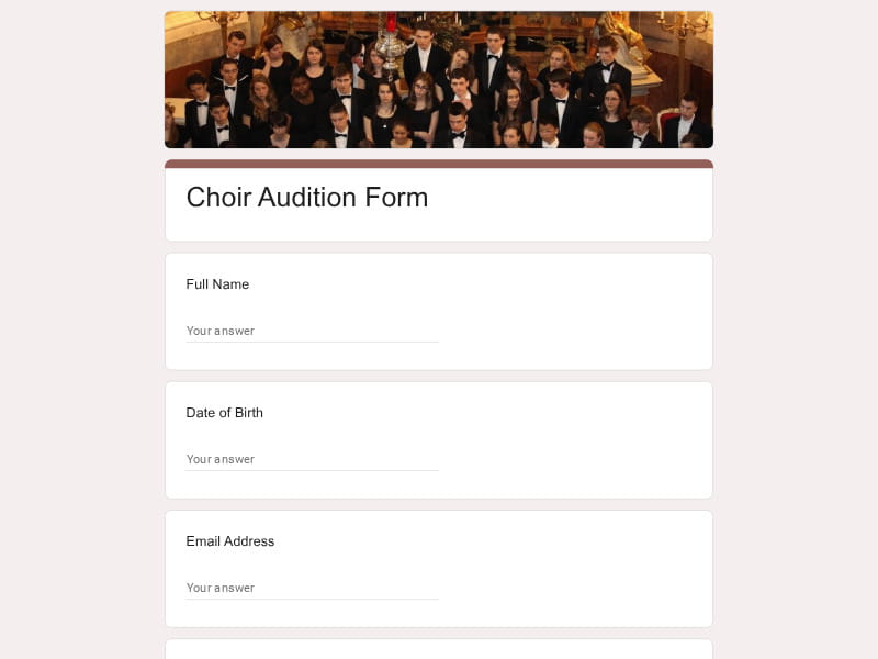 Choir Audition Form