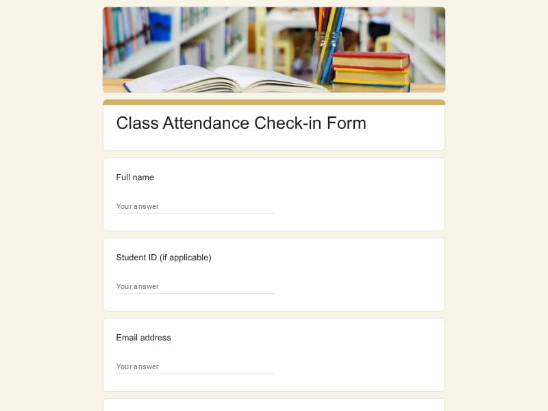 Class Attendance Check-in Form