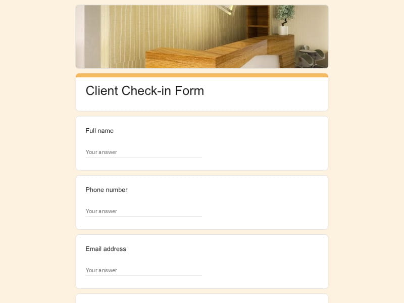 Client Check-in Form
