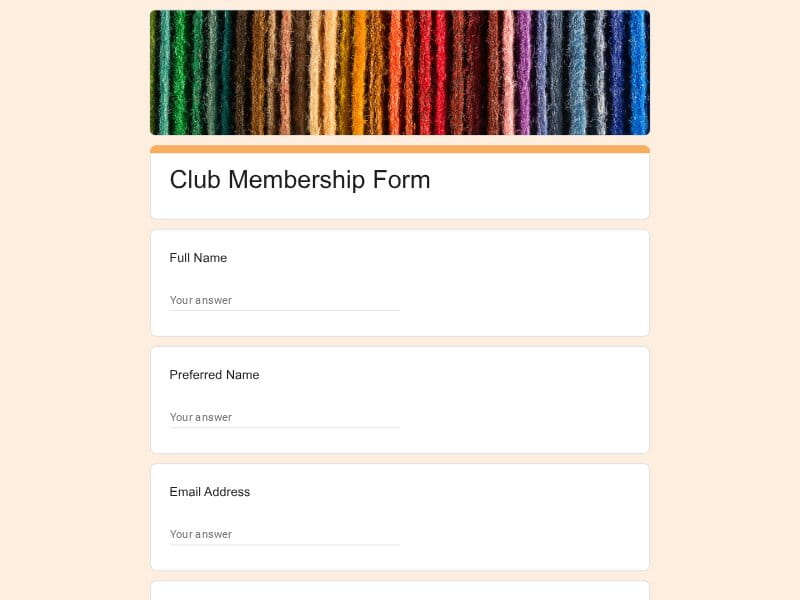 Club Membership Form