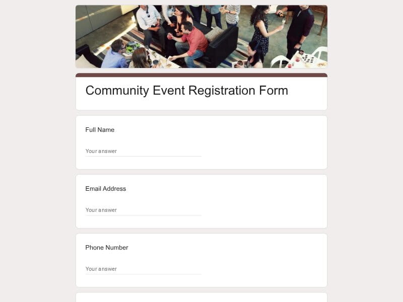 Community Event Registration Form