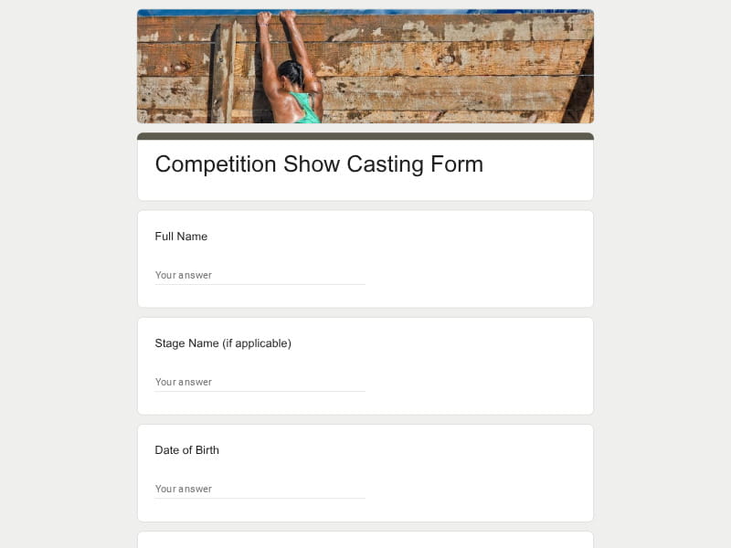 Competition Show Casting Form