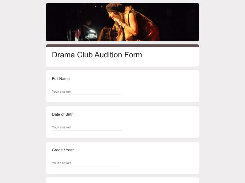 Drama Club Audition Form