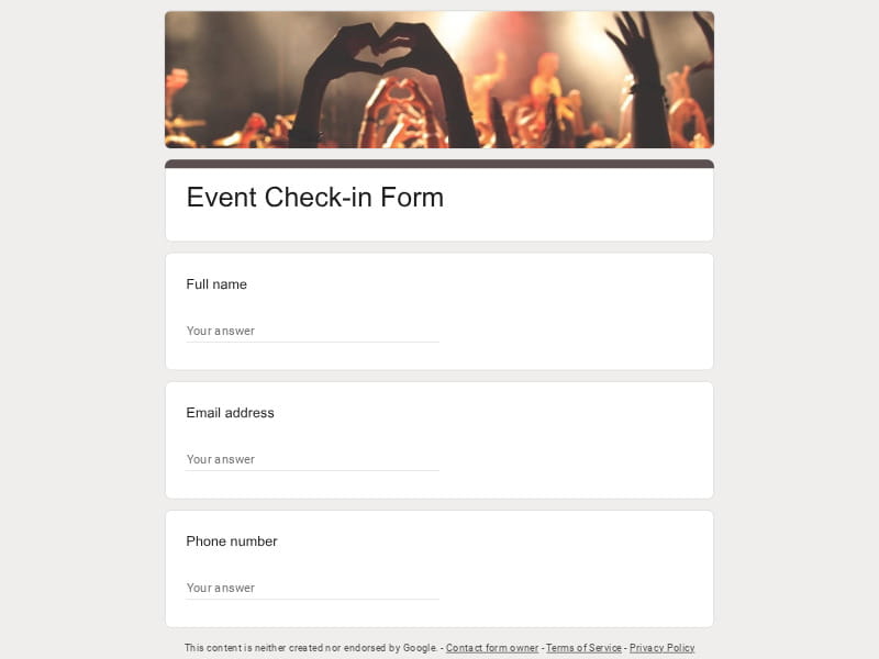 Event Check-in Form