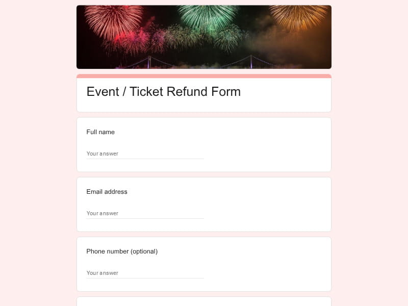 Event / Ticket Refund Form