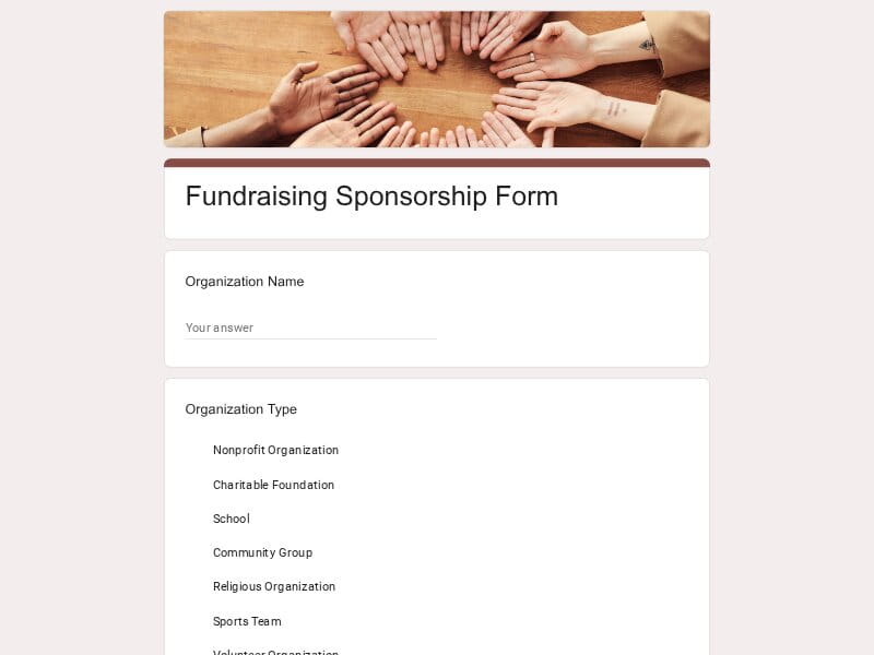Fundraising Sponsorship Form