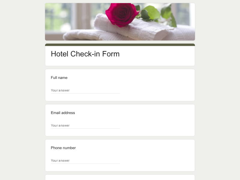 Hotel Check-in Form