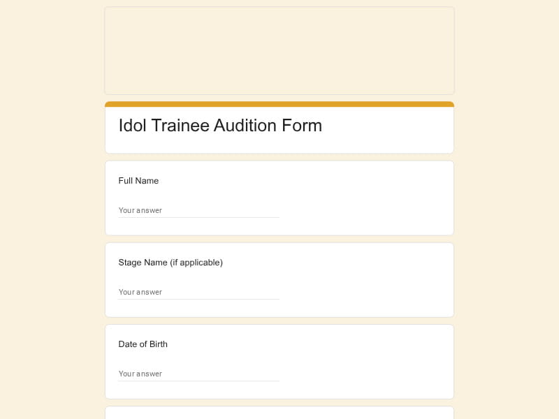 Idol Trainee Audition Form