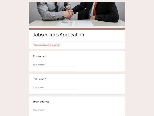 Job application form
