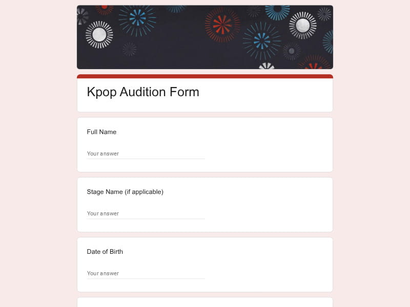 Kpop Audition Form