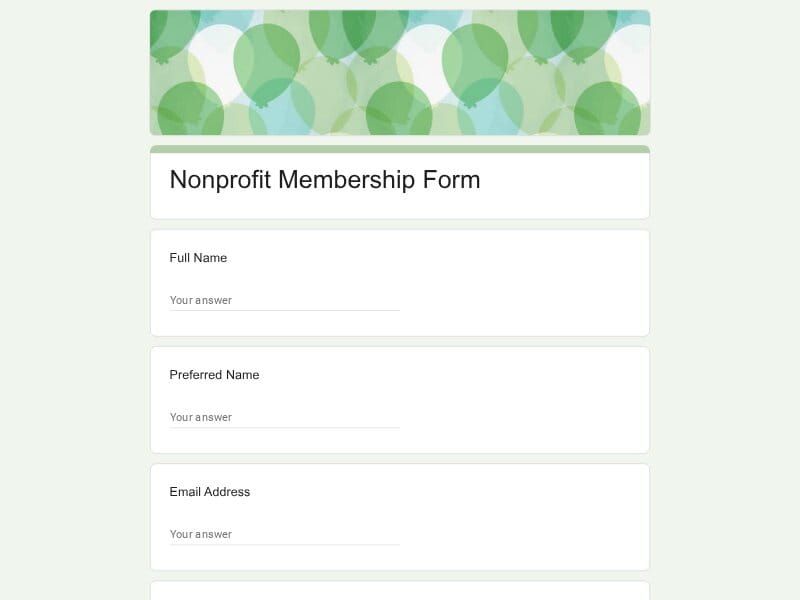 Nonprofit Membership Form