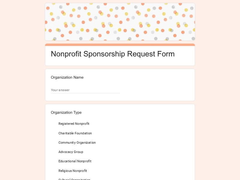 Nonprofit Sponsorship Request Form