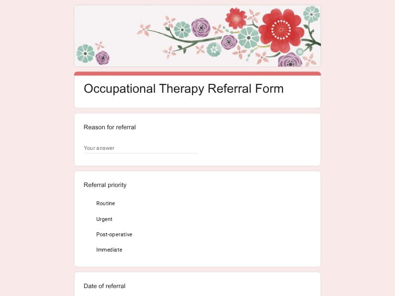 Occupational Therapy Referral Form