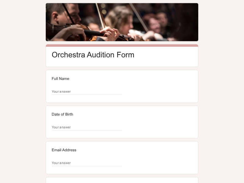 Orchestra Audition Form