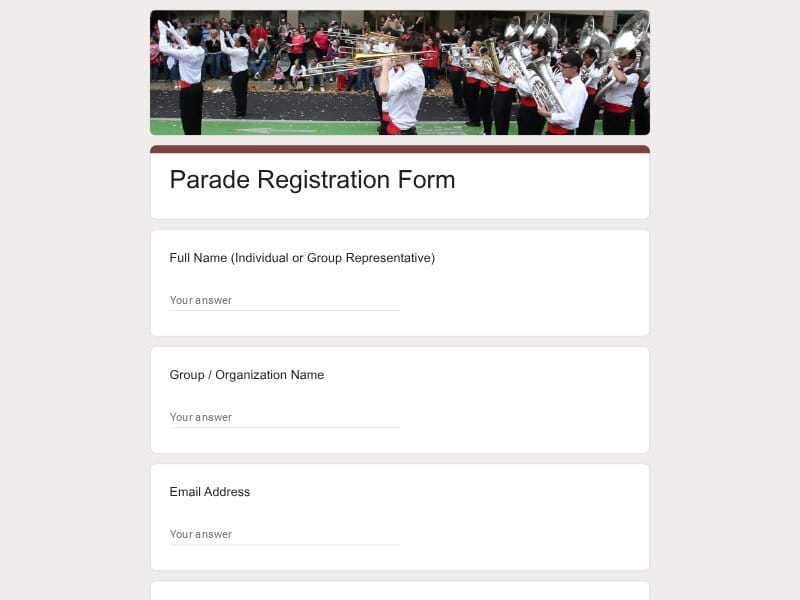 Parade Registration Form