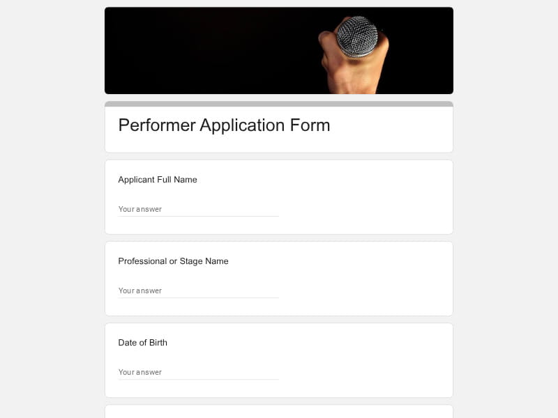 Performer Application Form