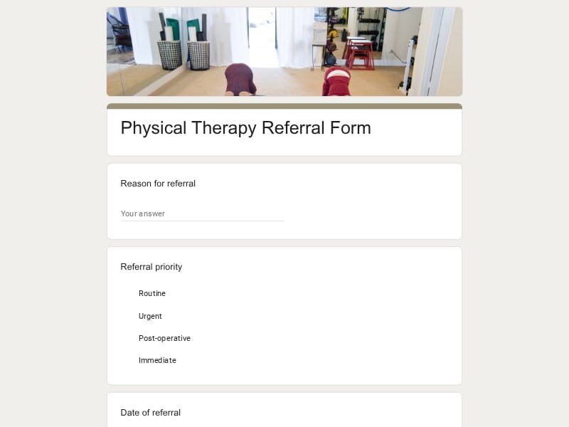 Physical Therapy Referral Form