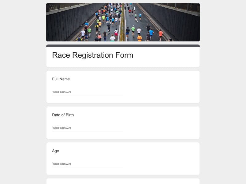 Race Registration Form