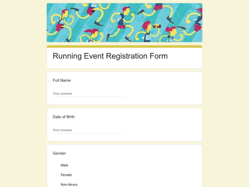 Running Event Registration Form