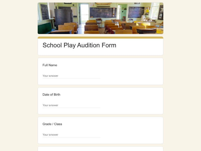 School Play Audition Form
