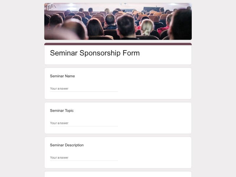 Seminar Sponsorship Form