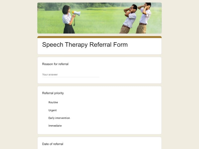 Speech Therapy Referral Form