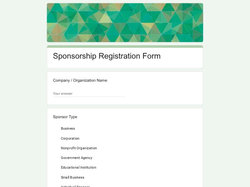 Sponsorship Registration Form