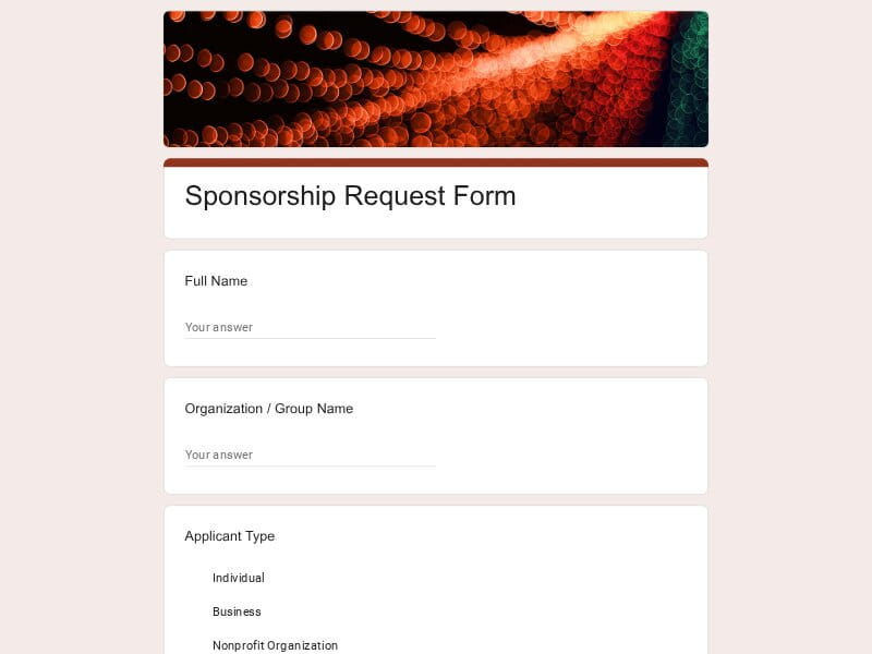 Sponsorship Request Form