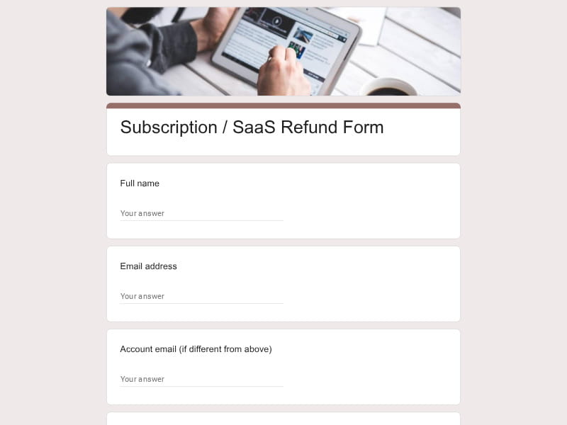 Subscription / SaaS Refund Form