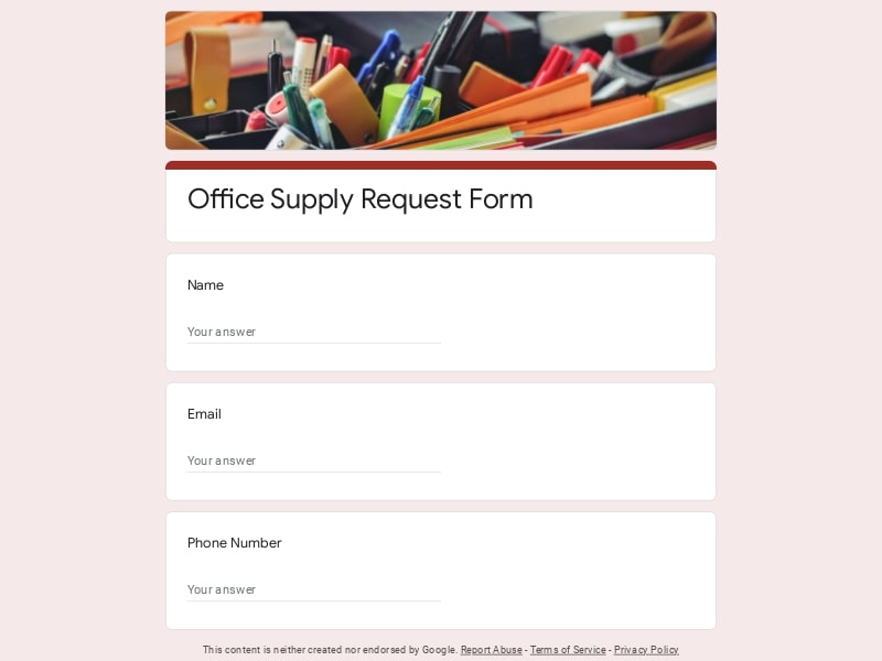 office supply request form