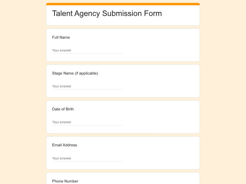 Talent Agency Submission Form