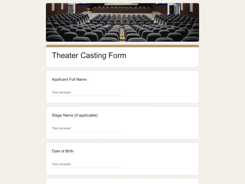 Theater Casting Form