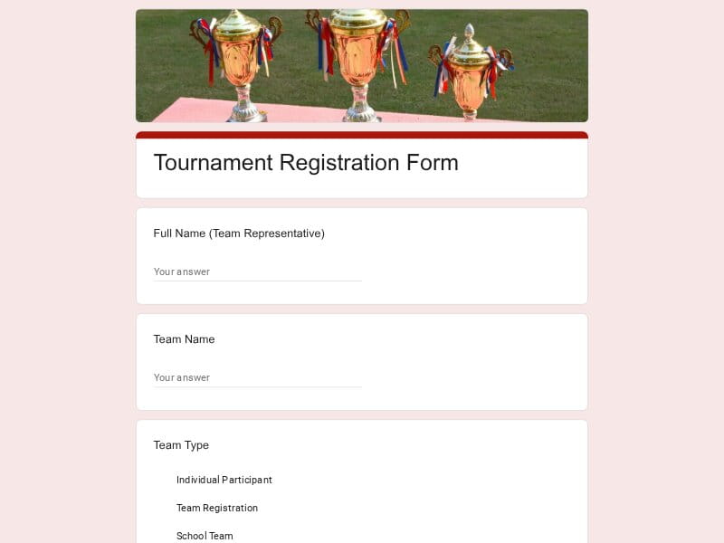 Tournament Registration Form