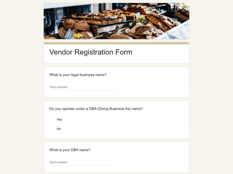Vendor Registration Form