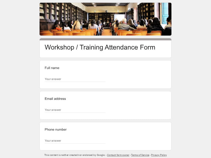 Workshop / Training Attendance Form